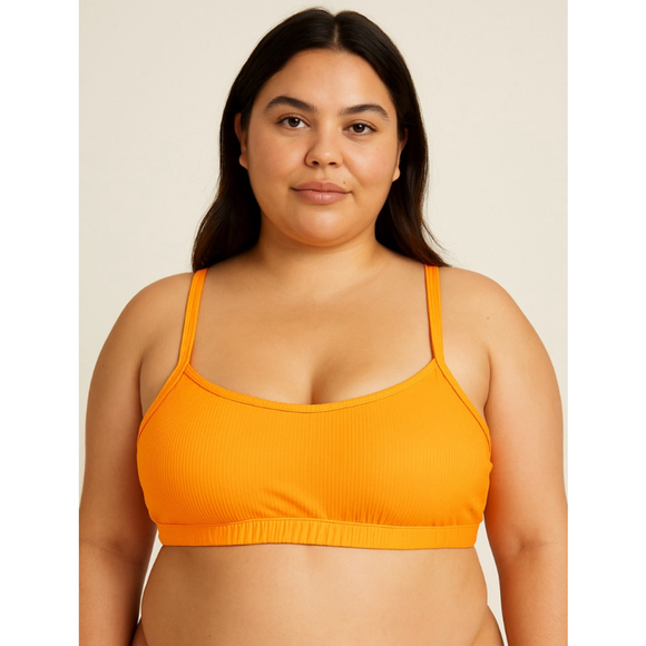 Wild Fable Orange Ribbed Bikini Top Strappy Back Swim 2X - Picture 1 of 14